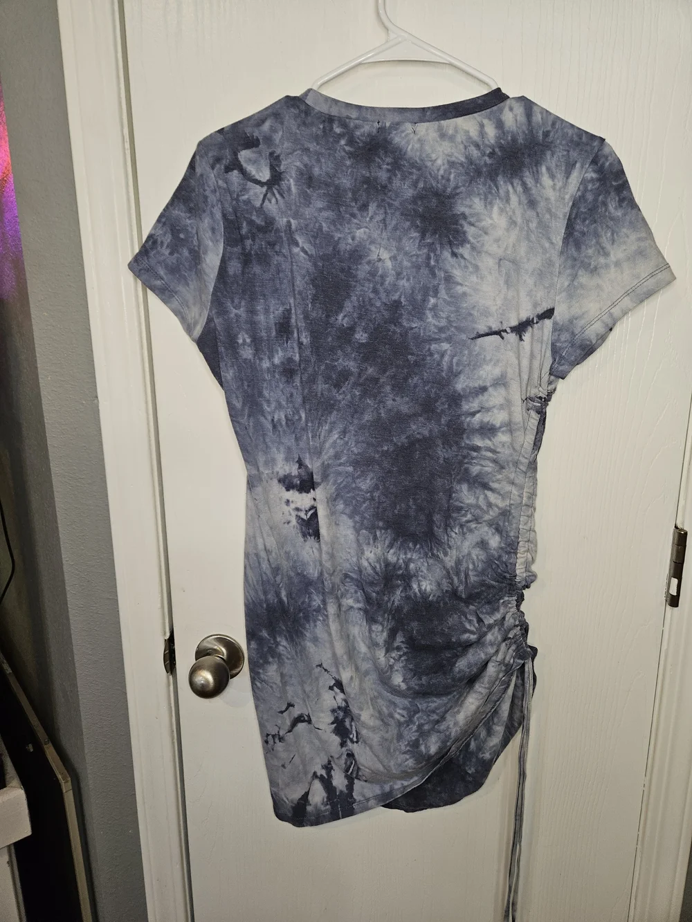 Rue21 Blue Tie-Dye Tshirt Dress Drawstring Side Ruching - Picture 4 of 4